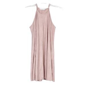 Bishop + Young Pink Faux Suede High Neck Dress Sz S